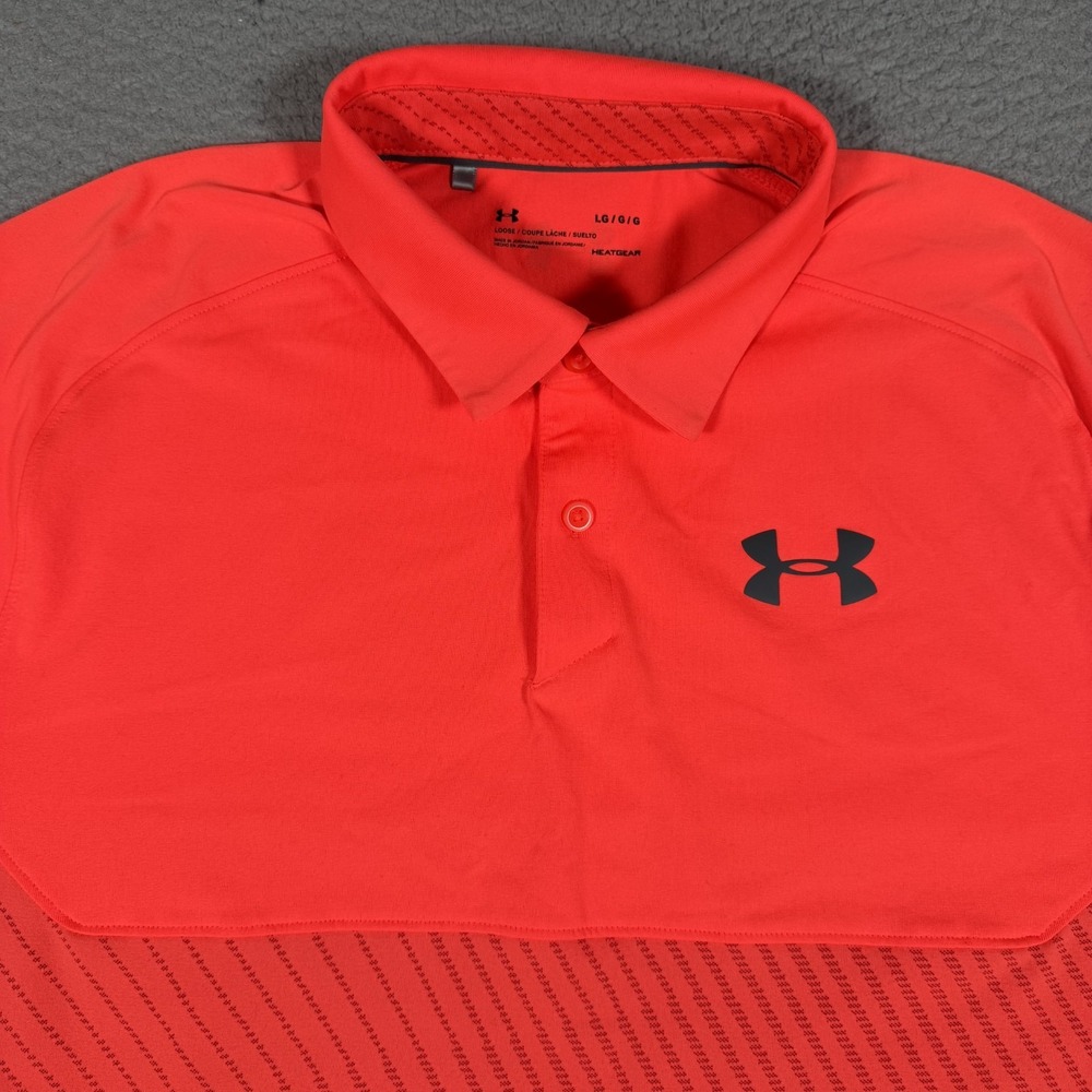 Under Armour Shirt Mens Large Hot Pink Polo Golf Performance Preppy UPF Stretch
